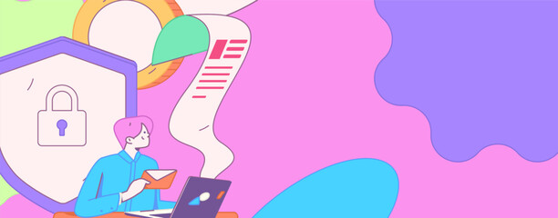 Online shopping payment security character flat vector concept operation hand drawn illustration
