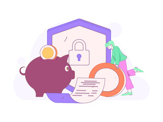 Online shopping payment security character flat vector concept operation hand drawn illustration
