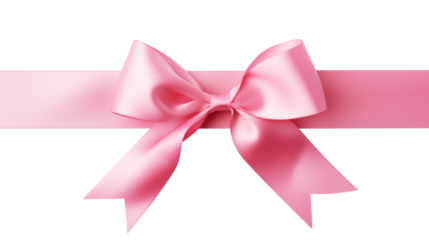pink ribbon bow isolated on transparent white background, clipping path