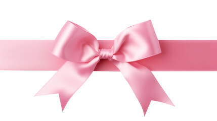 pink ribbon bow isolated on transparent white background, clipping path