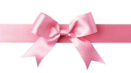 pink ribbon bow isolated on transparent white background, clipping path