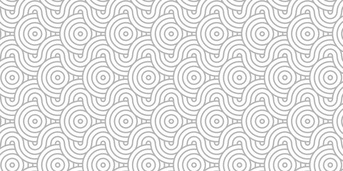 Fototapeta premium Abstract Overlapping Pattern Minimal diamond geometric waves spiral and abstract circle wave line. white and gray seamless tile stripe geometric create retro square line backdrop pattern background.
