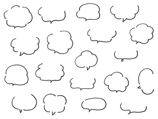 手書きのシンプルなふきだしのベクターイラストセット　吹き出し　手描き　フレーム　落書き