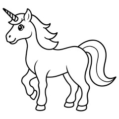 Fototapeta premium Black and White Outline of a Cute Unicorn