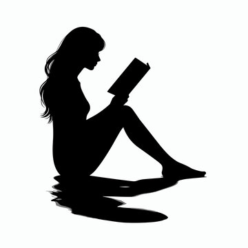 recommend clip art: Silhouette of a girl reading a book