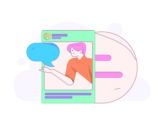 Communicate with consultants flat vector character concept operation hand drawn illustration
