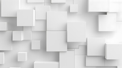 Obraz premium Random shifted white cube boxes block background wallpaper banner with copy space. 