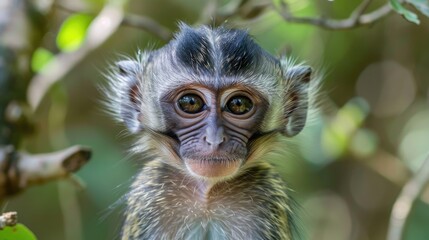 Fototapeta premium Vervet monkey infant in the African wilderness
