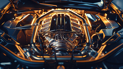Glowing Gears, A Car’s Core in Vivid Detail