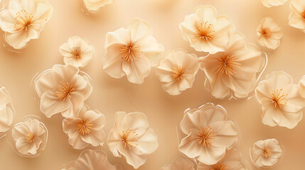 Luxury blossom flower in glass texture background.