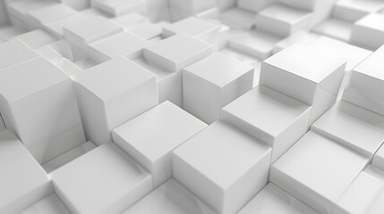 Obraz premium Random shifted white cube boxes block background wallpaper banner with copy space. 