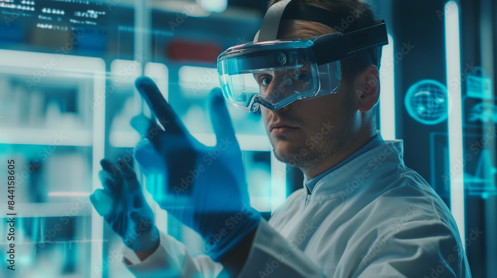 Poster data scientist using virtual reality technology