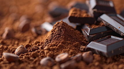 Cocoa powder on a white background, representing the celebration of World Chocolate Day on July 07. It conveys the indulgence and sweetness of chocolate as a dessert or a flavoring ingredient.