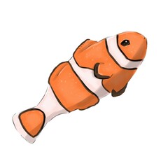 Fish clown illustration in simple digital style