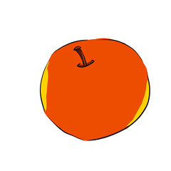 Orange apple with yellow spots, simple illustration