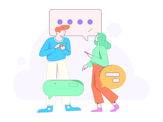 Communicate with consultants flat vector character concept operation hand drawn illustration

