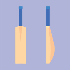 Cricket bat icon vector illustration. Cricket sports bat icon. Cricket bat  front view side view