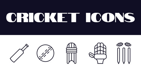 Cricket Icon collection set vector. Cricket line icons vector set.