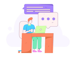 Communicate with consultants flat vector character concept operation hand drawn illustration
