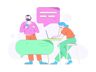 Communicate with consultants flat vector character concept operation hand drawn illustration
