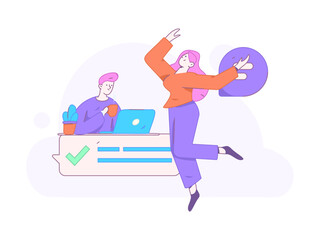 Communicate with consultants flat vector character concept operation hand drawn illustration
