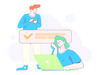 Communicate with consultants flat vector character concept operation hand drawn illustration
