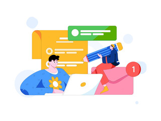 Communicate with consultants flat vector character concept operation hand drawn illustration
