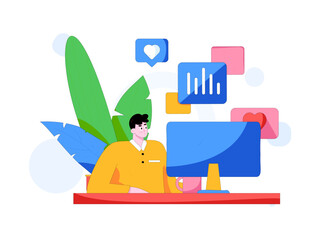 Communicate with consultants flat vector character concept operation hand drawn illustration
