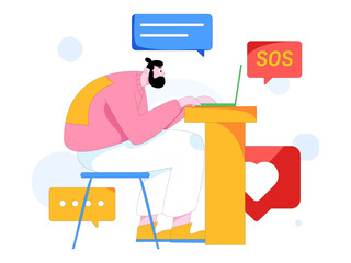 Communicate with consultants flat vector character concept operation hand drawn illustration
