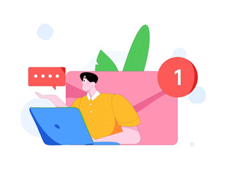 Communicate with consultants flat vector character concept operation hand drawn illustration
