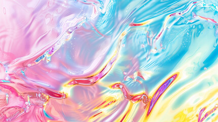 Fototapeta premium Rainbow ombre pastel oil spill iridescent shiny texture
