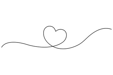 Vector illustration continuous one line art drawing of outline heart design
