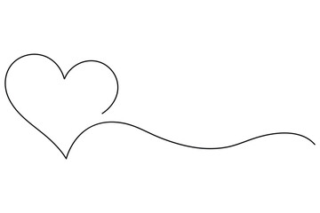 Vector illustration continuous one line art drawing of outline heart design
