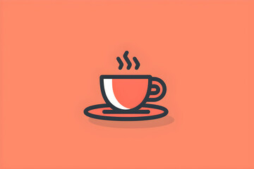 Obraz premium Minimalist Steaming Coffee Cup Icon for Beverage Representation in Digital Contexts