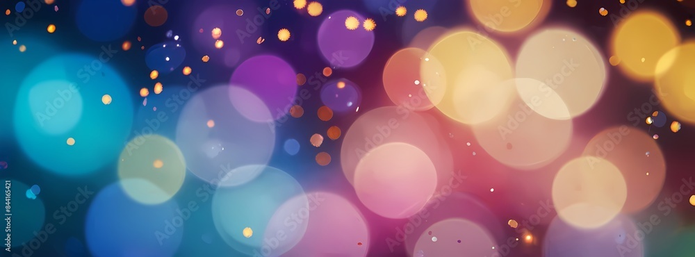 Aufkleber abstract image of colorful bokeh lights on a dark background. soft and glowing balls in blue and pin