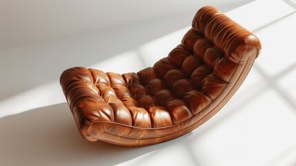 Obraz premium Aerial view of a sleek, modern rocking recliner, minimalist design, smooth curves, rich leather texture