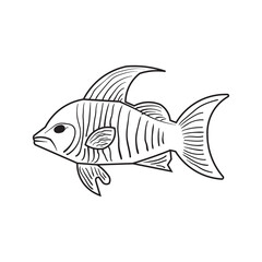 Printfish vector with black outlen typography illustration