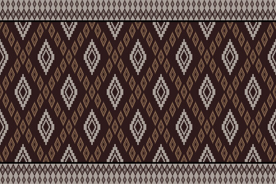 Geometric pattern Traditional tribal style, pixel embroidery, geometric ethnic pattern. beautiful border pattern.Fabric pattern for clothes, dress, carpet, curtain, sarong, sari, scarves, batik.