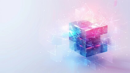 Abstract 3D Cube with Network Connections