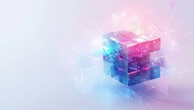 Abstract 3D Cube with Network Connections