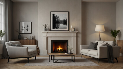 Scandinavian interior design of modern living room