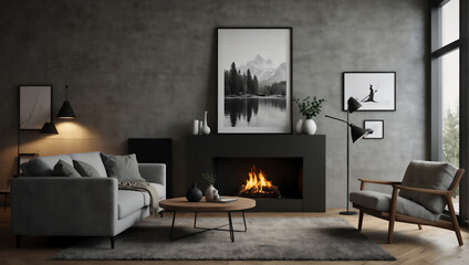 Scandinavian interior design of modern living room