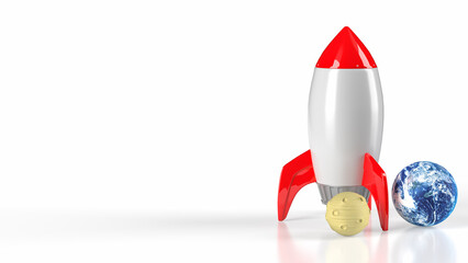 The Rocket moon and earth for sci or education concept 3d rendering. © niphon