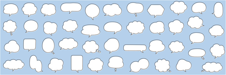 シンプルなふきだしのベクターイラストセット　ふきだし　フレーム　