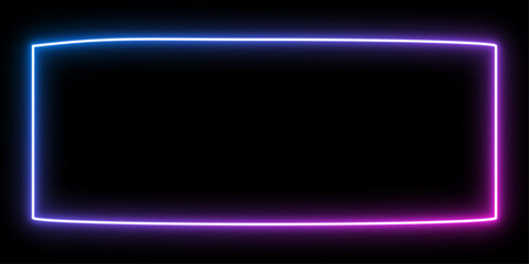  neon rectangle vector with bright light blue and violet color isolated on black background