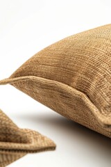 Direct view of a modern lumbar pillow, minimalist design, muted earthy tones, fine stitching, textured fabric, CG 3D rendering, dramatic lighting, sharp clarity.