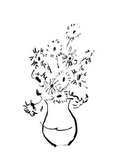 ゴッホのひまわりのスケッチイラスト