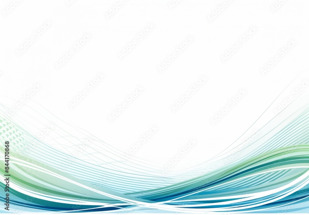 Poster minimalistic vector banner design with blue wavy lines on white background, flat design with simple 