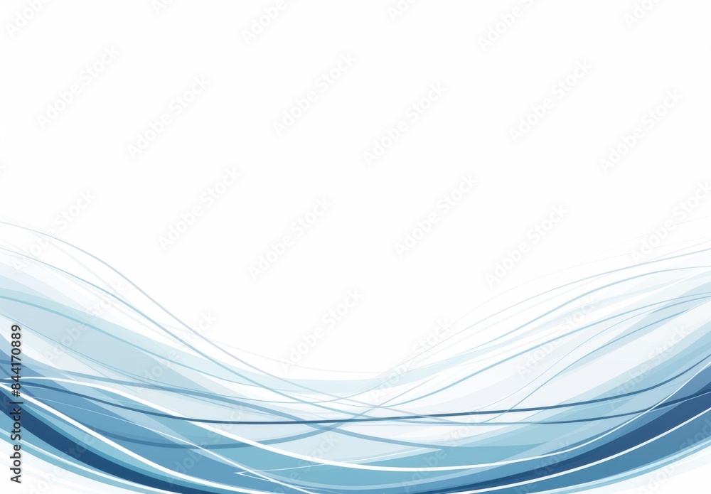 Aufkleber minimalistic vector banner design with blue wavy lines on white background, flat design with simple 