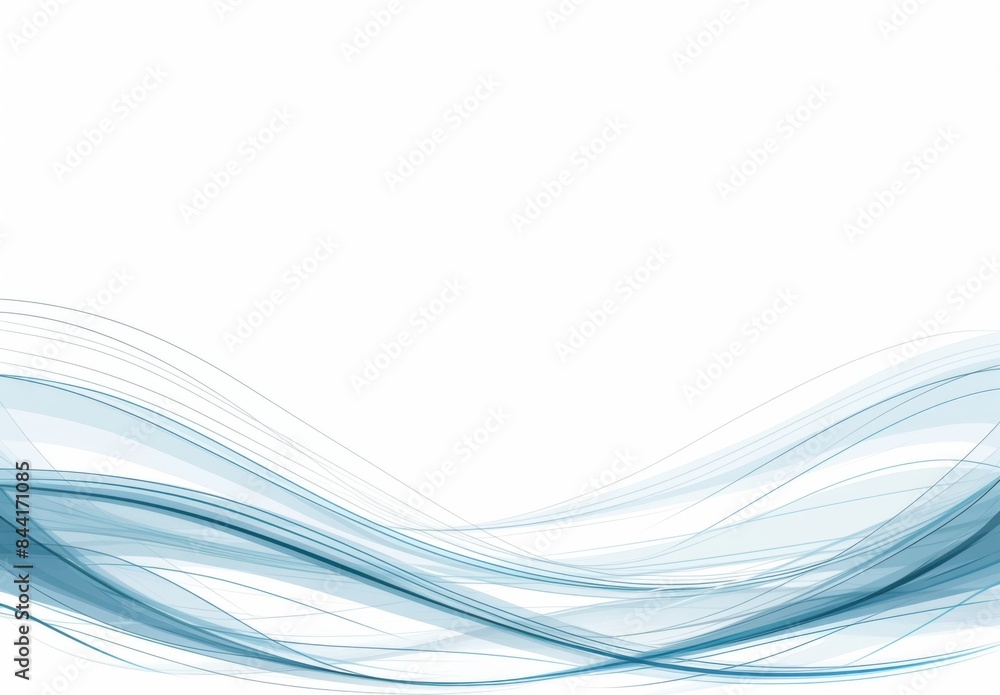 Aufkleber minimalistic vector banner design with blue wavy lines on white background, flat design with simple 